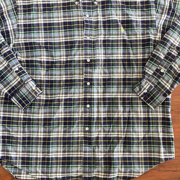 Ralph Lauren Blue and Green Plaid Casual Long Sleeve Button Down Shirt - Picture 4 of 8